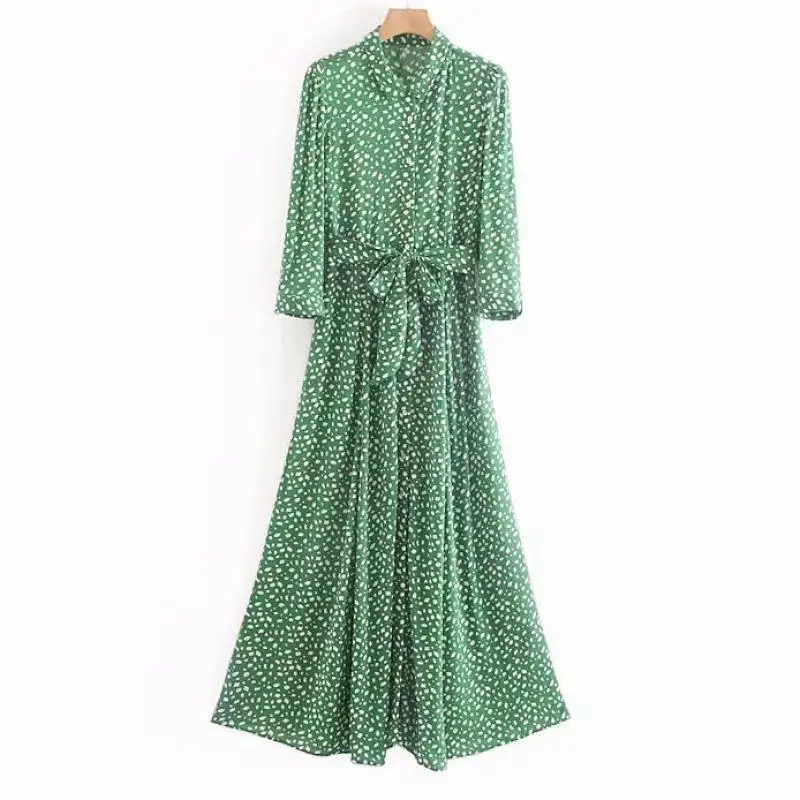 Women Elegant Print Maxi Dress Bow Tie Sashes Long Sleeve Female Casual Stylish Green Long Dresses Autumn New Vestidos T556
Women Elegant Print Maxi Dress Bow Tie Sashes Long Sleeve Female Casual Stylish Green Long Dresses Autumn New Vestidos T556