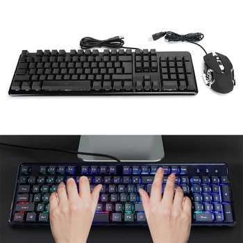 Wired Gaming Keyboard and Mouse Set with Backlight Keyboard Keys without Punched Multimedia Full-size Keyboard Mouse Combo
Wired Gaming Keyboard and Mouse Set with Backlight Keyboard Keys without Punched Multimedia Full-size Keyboard Mouse Combo