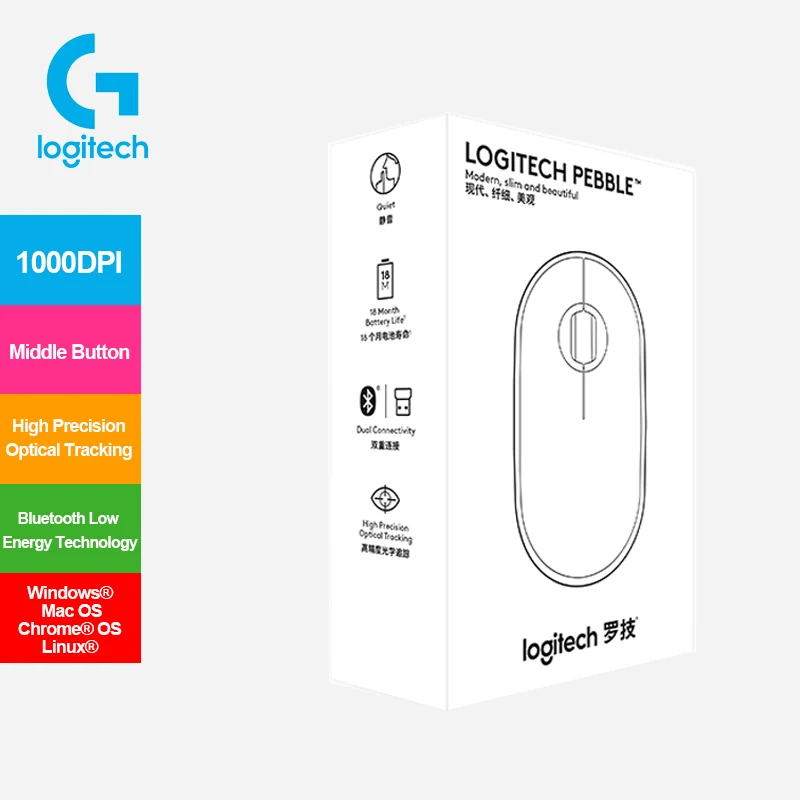 Беспроводная bluetooth мышь Logitech Pebble с универсальным цветным оптическим трекингом