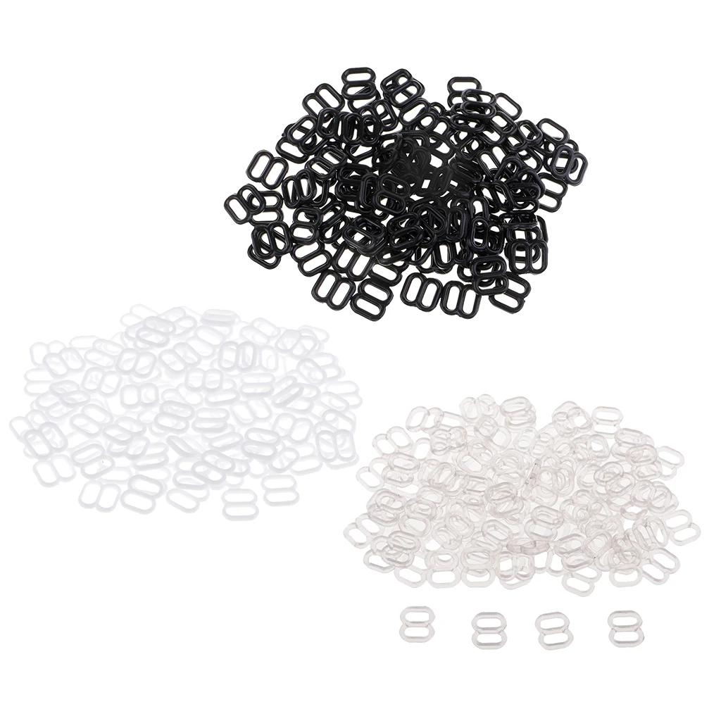 100Pcs/lot 8 Shaped Nylon Lingerie Bra Strap Sliders Adjuster Hook Clips for Corset Garter Bikini
