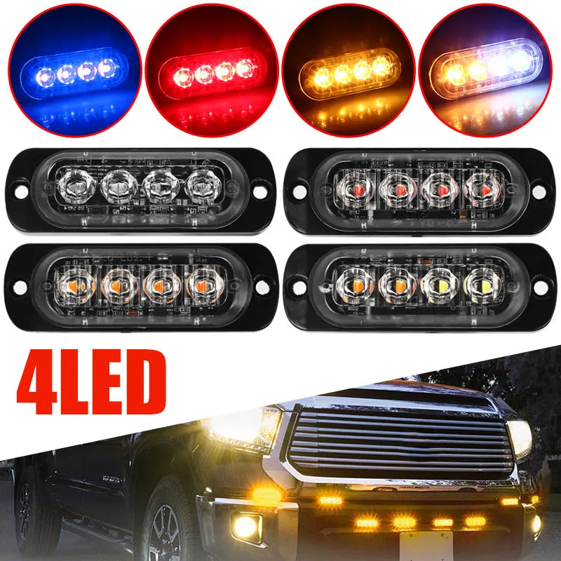Red Blue Amber 4 LED 12W LED Strobe Warning Light Grille Flashing Emergency Lamp Police Traffic Lights For Car Truck Van Beacon
Red Blue Amber 4 LED 12W LED Strobe Warning Light Grille Flashing Emergency Lamp Police Traffic Lights For Car Truck Van Beacon
