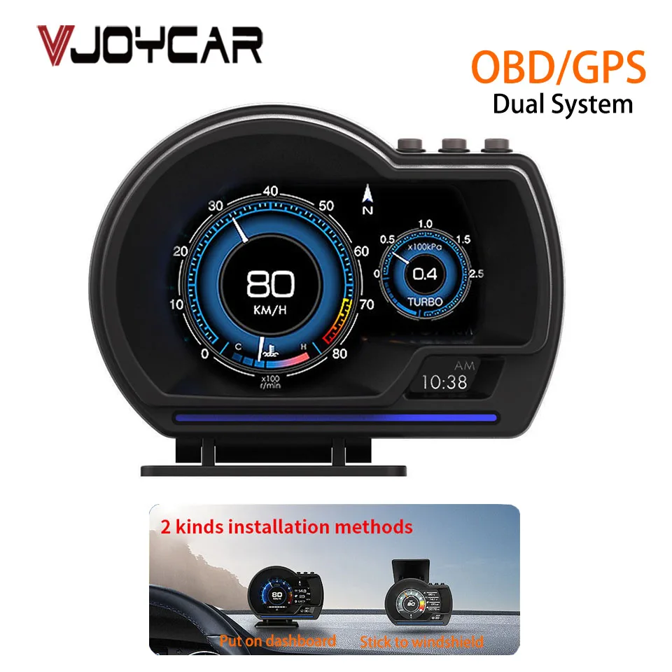 Vjoycar V60 Newest On-board Computer HUD OBD2 Head Up Display GPS Speedometer 9 interface display Turbo Coolant Temp OBD Scanner
Vjoycar V60 Newest On-board Computer HUD OBD2 Head Up Display GPS Speedometer 9 interface display Turbo Coolant Temp OBD Scanner