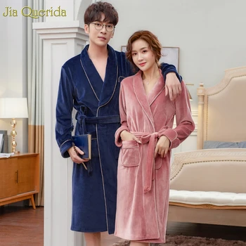 Men Sleepwear Kimono Winter Bath Robe Long Sleeves Sexy Night Wear Quality Velvet Soft Warm Men and Women Matching Night Gowns
Men Sleepwear Kimono Winter Bath Robe Long Sleeves Sexy Night Wear Quality Velvet Soft Warm Men and Women Matching Night Gowns