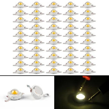 

Artudatech 50Pcs 3W LED Warm White Beads Lamp Diodes High Power Epistar Chip Diode Light 3000-3500K