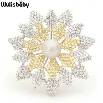 Wuli&baby Luxury Cubic Zircon Snowflake Brooches Women Pearl Sparkling Flower Banquet Weddings Brooch Pins New Year Gifts 
Wuli&baby Luxury Cubic Zircon Snowflake Brooches Women Pearl Sparkling Flower Banquet Weddings Brooch Pins New Year Gifts