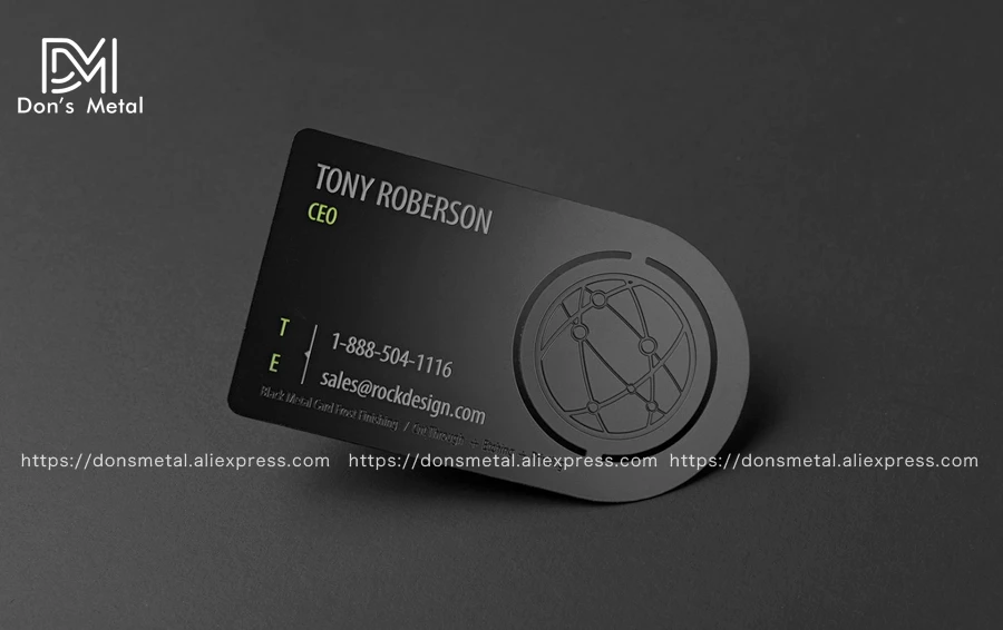 High-end stainless steel business card custom hollow metal card black business card design and production 