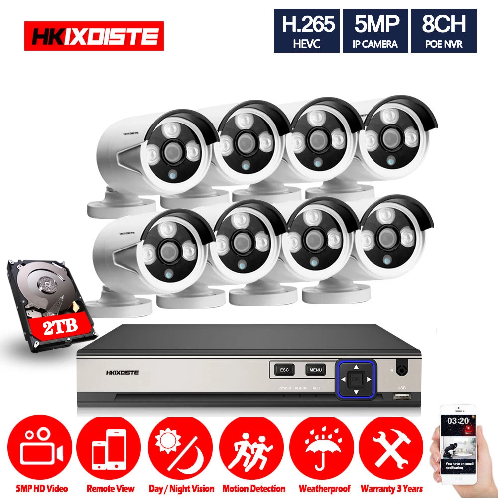 8CH POE Network NVR CCTV System Kit Face recognition can be upgraded Weatherproof IP Camera HD 5MP Security Surveillance Set
8CH POE Network NVR CCTV System Kit Face recognition can be upgraded Weatherproof IP Camera HD 5MP Security Surveillance Set