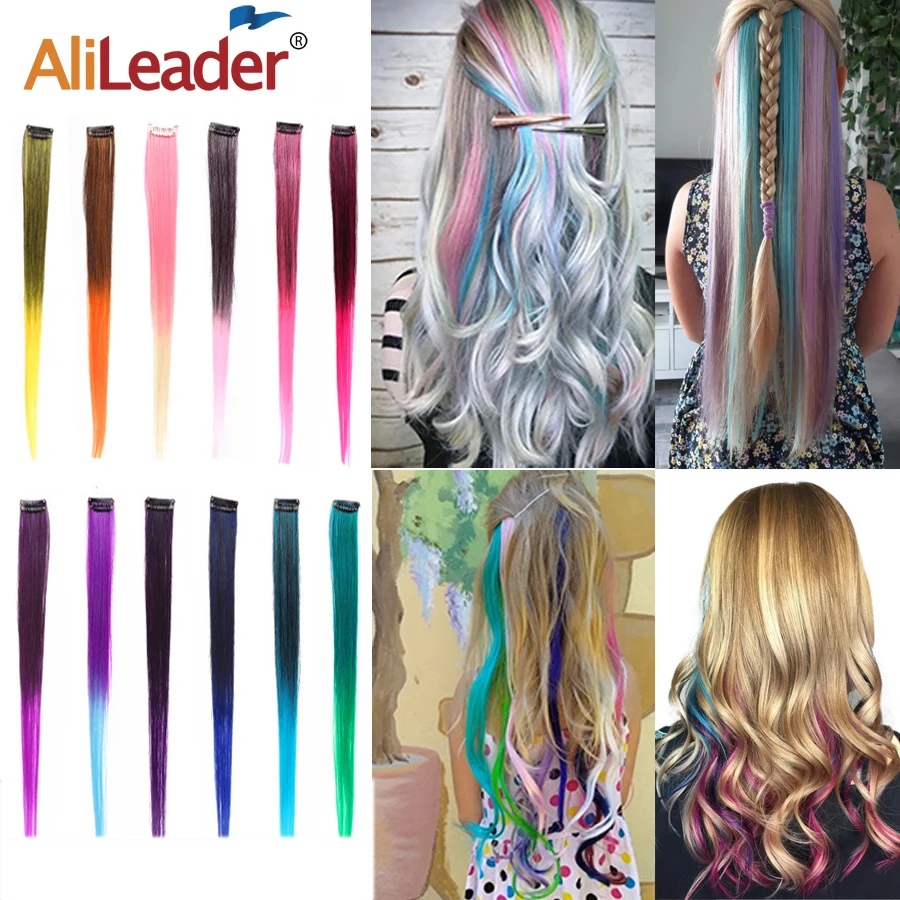 Alileader сделал 20 Цвета 50 см один клип в Одна деталь Наращивание волос Синтетические