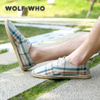 WOLF WHO Summer Men Casual Shoes Breathable Sweat-Absorbant Hemp Male sneakers Concise Soft Leisure men's Loafers Shoes W-023
WOLF WHO Summer Men Casual Shoes Breathable Sweat-Absorbant Hemp Male sneakers Concise Soft Leisure men's Loafers Shoes W-023