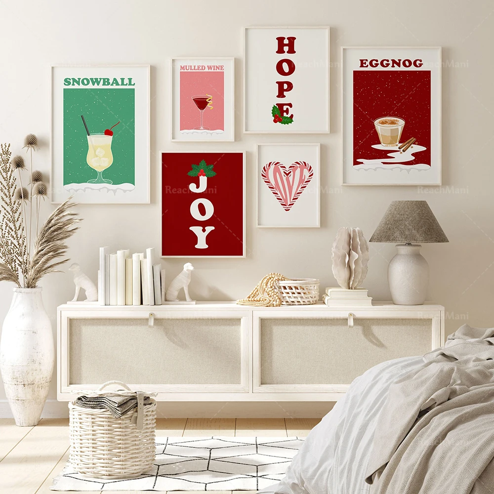 Christmas cocktail prints, festive gallery wall art red and green Christmas decorations, bohemian holiday print posters
Christmas cocktail prints, festive gallery wall art red and green Christmas decorations, bohemian holiday print posters