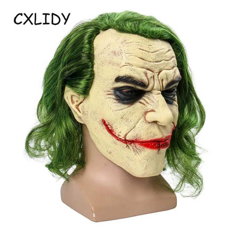 Movie Mask for Face The Dark Cosplay Horror Scary Clown Mask with Green Hair Wig Halloween Latex Mask Halloween Party Masks (4)