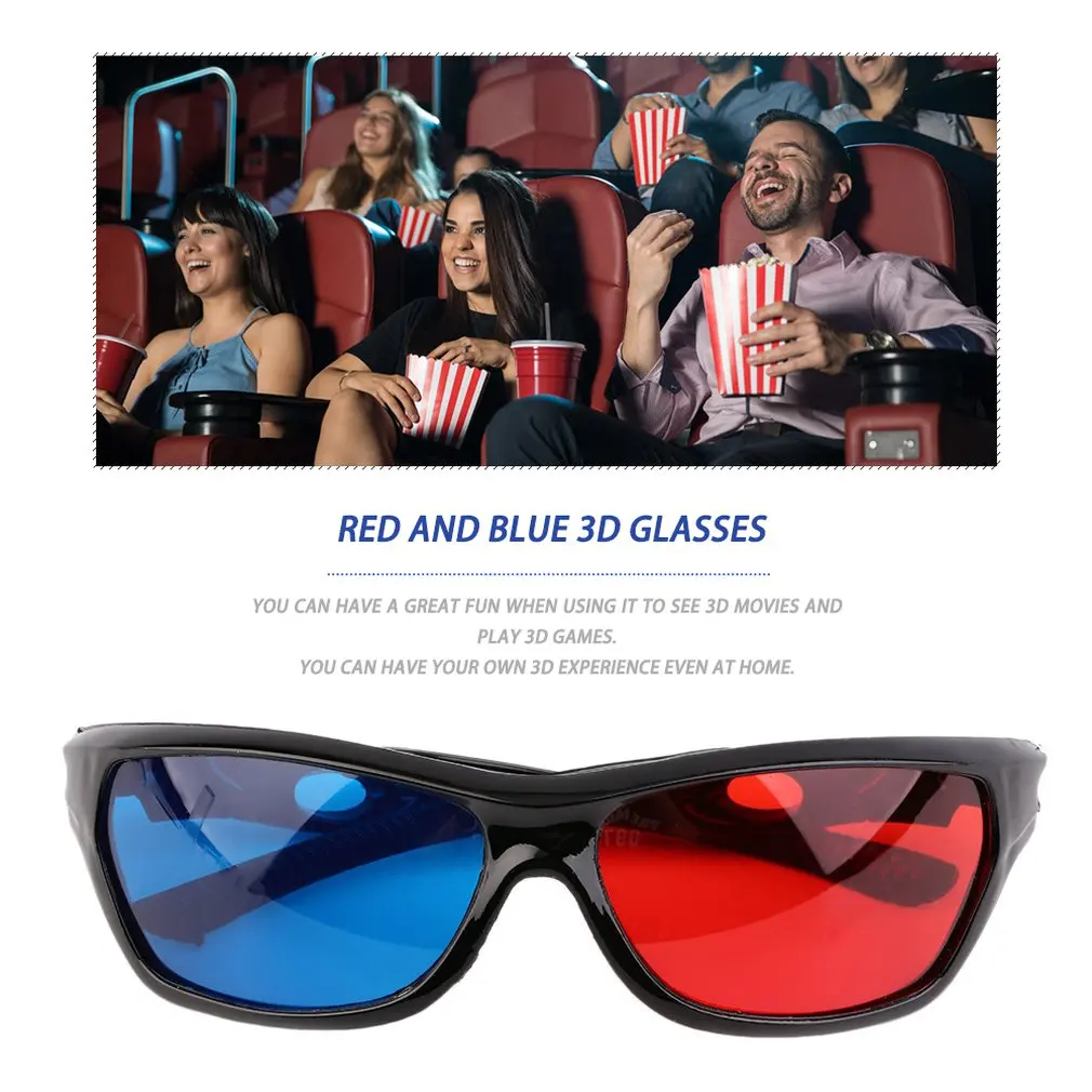 2017 New 3D Plastic Glasses Black Frame Red Blue 3D Visoin Glass For Dimensional Anaglyph Movie Game DVD Video TV