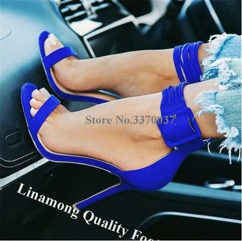 Linamong Summer Elegant One Strap Stiletto Heel Gladiator Sandals Blue Suede Leather Ankle Straps High Heel Sandals Dress Heels
Linamong Summer Elegant One Strap Stiletto Heel Gladiator Sandals Blue Suede Leather Ankle Straps High Heel Sandals Dress Heels
