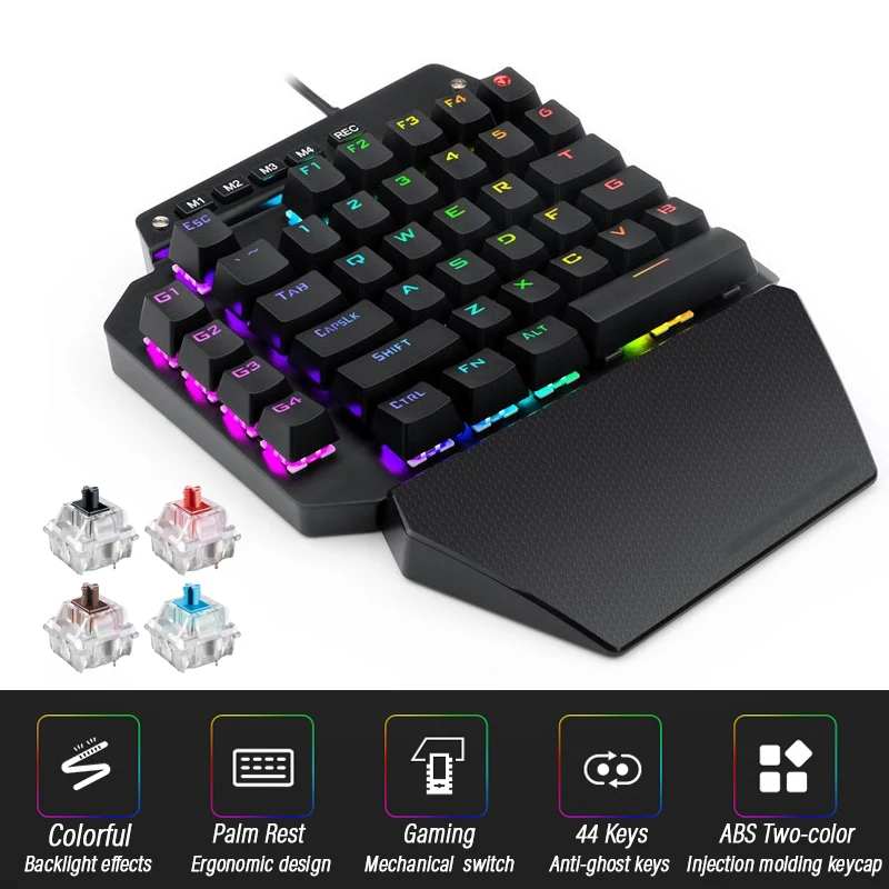 Wired One handed Mechanical Keyboard English Layout 44-Keys Backlit Anti-Ghosting Gaming Keyboard Blue/Black/Tawny/Red Switch
Wired One handed Mechanical Keyboard English Layout 44-Keys Backlit Anti-Ghosting Gaming Keyboard Blue/Black/Tawny/Red Switch