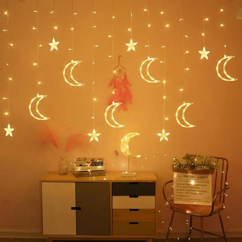 220V LED Moon Star Lamp Christmas Garland String lights Fairy Curtain light Outdoor For Holiday Wedding Party Decoration
220V LED Moon Star Lamp Christmas Garland String lights Fairy Curtain light Outdoor For Holiday Wedding Party Decoration