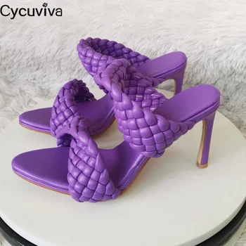 Woven Knit Leather High Heel Shoes Woman Open Toe Stiletto Mules High Heel Women Slippers 2020 Runway Party Dress Ladies Shoes
Woven Knit Leather High Heel Shoes Woman Open Toe Stiletto Mules High Heel Women Slippers 2020 Runway Party Dress Ladies Shoes