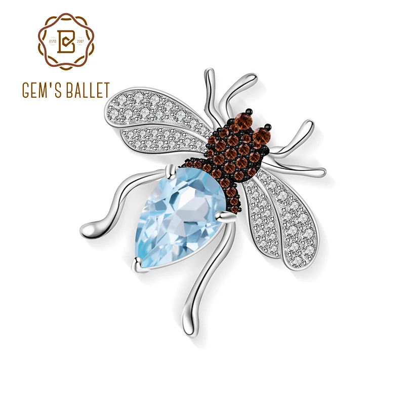 GEM'S BALLET 3.5Ct натуральный Небесно-Голубой топаз драгоценный камень брошь