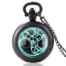 

Black Fashion Doctor Who Time Lord Glass Cabochon Quartz Pocket Watch Vintage Men Women Pendant Necklace Watches Gifts