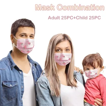 Child Adult Mask Adult 25pc+child 25pc Parent 3 Layers Ply Filter Disposable Mouth Face Mask Earloops Breathable Mask Masque
Child Adult Mask Adult 25pc+child 25pc Parent 3 Layers Ply Filter Disposable Mouth Face Mask Earloops Breathable Mask Masque