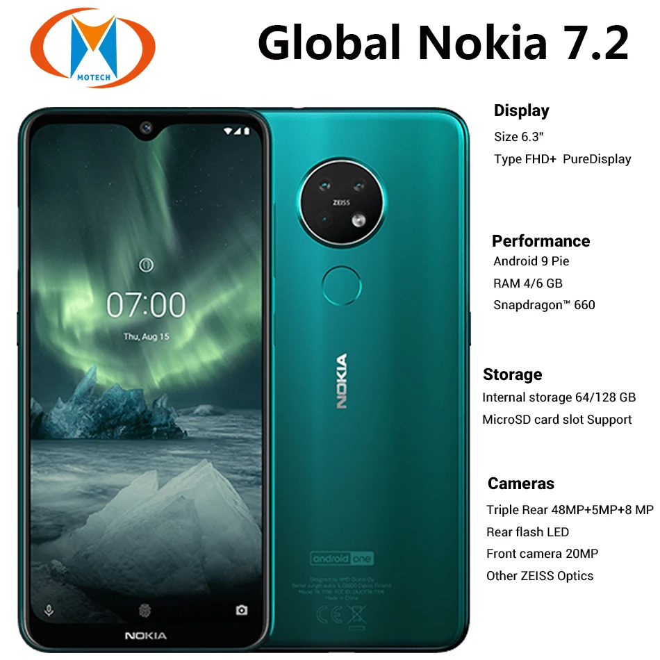 Мобильный телефон Nokia 7 2 международная версия 6 ГБ 128 TA 1196 две SIM карты 3 дюйма
