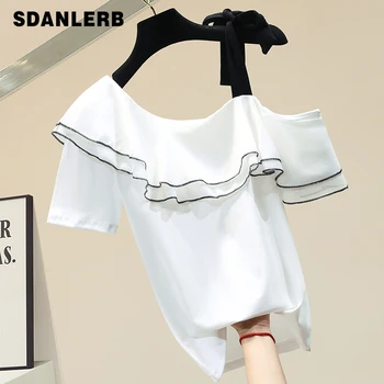 Ruffle Collar Off Shoulder Cotton Short Sleeve T-shirt Female 2020 New Summer Top Girls Ladies All-match T Shirt Tshirt Tops 
Ruffle Collar Off Shoulder Cotton Short Sleeve T-shirt Female 2020 New Summer Top Girls Ladies All-match T Shirt Tshirt Tops