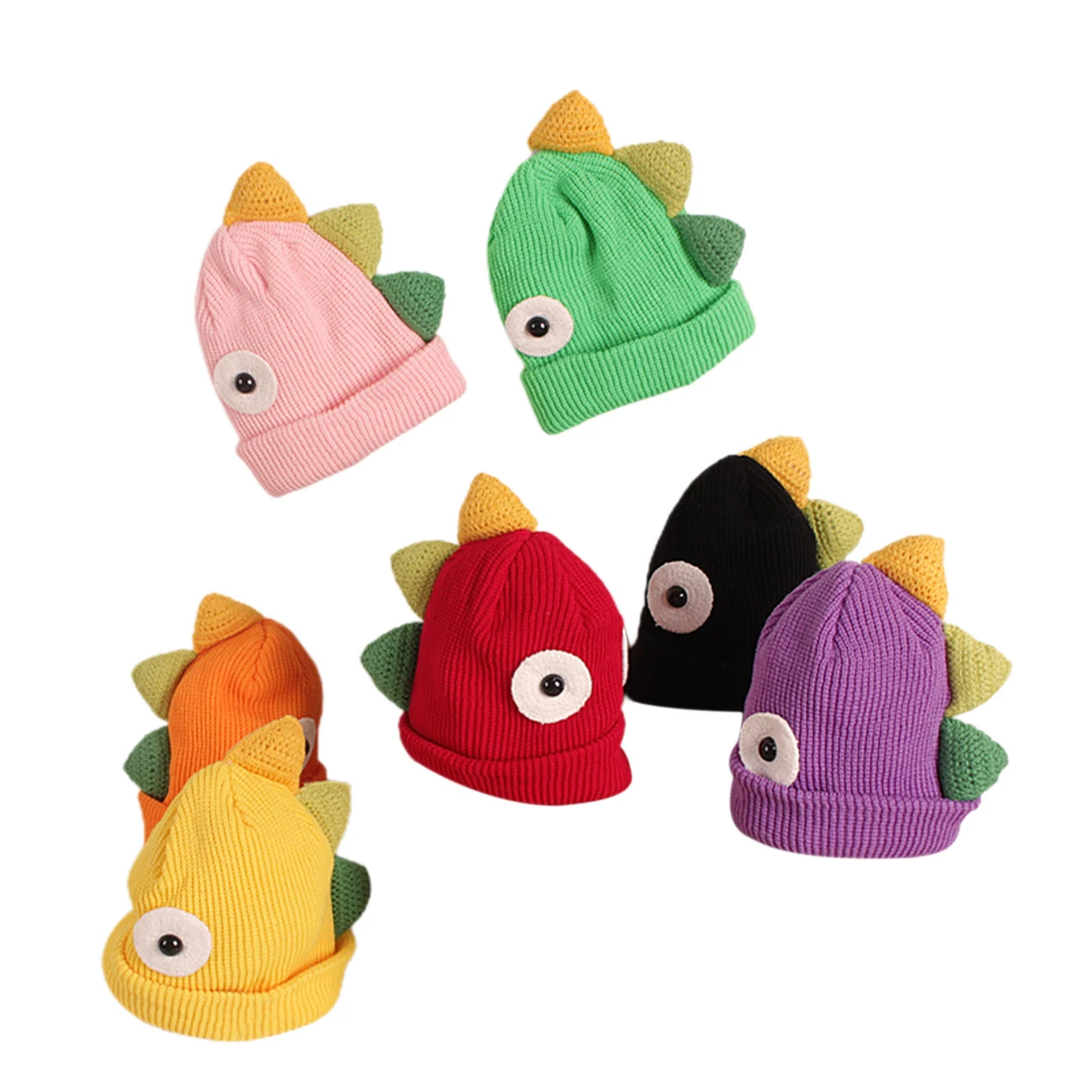 Детская Вязаная Шапка-бини с динозавром теплая шапка для младенцев мальчиков и
