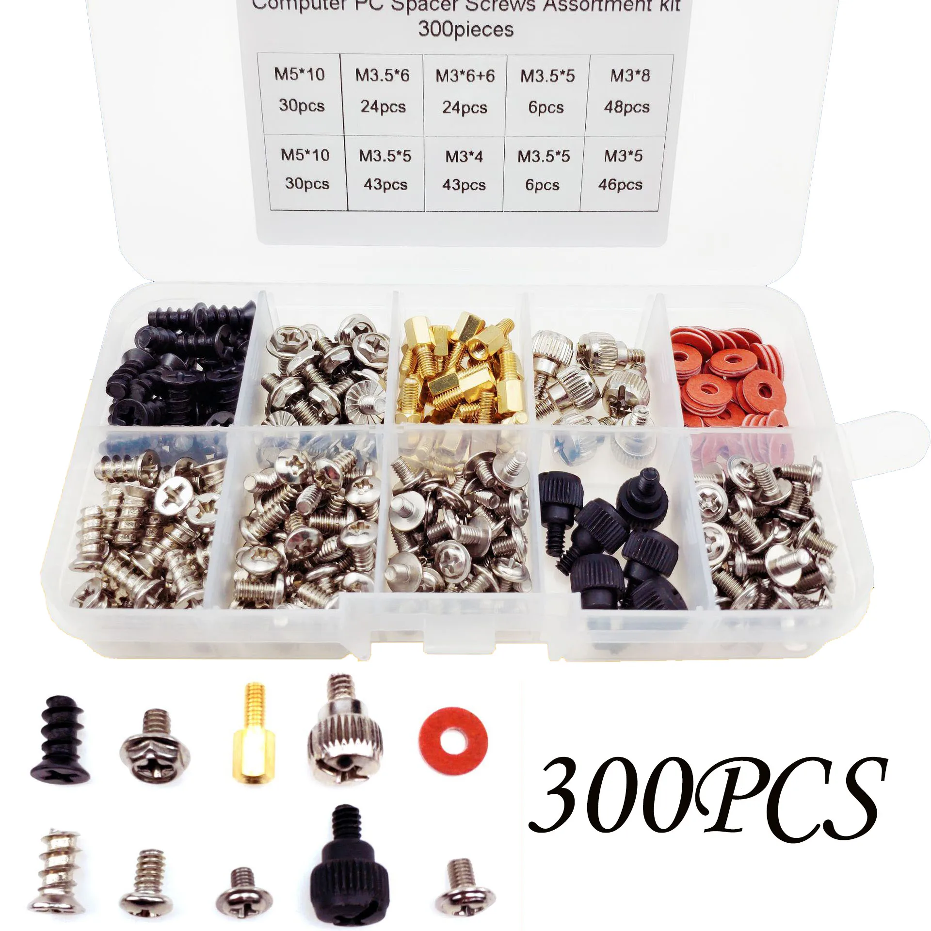 300PCS DIY Computer Screw Standoffs Set Assortment Kit for Hard Drive Computer Case Motherboard Fan Power with Box
300PCS DIY Computer Screw Standoffs Set Assortment Kit for Hard Drive Computer Case Motherboard Fan Power with Box