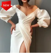 Dresses Female Elegant High Split Elegant Maxi Dress 2020 Autumn and Winter Solid Color Off Shoulder Puff Sleeve
Dresses Female Elegant High Split Elegant Maxi Dress 2020 Autumn and Winter Solid Color Off Shoulder Puff Sleeve