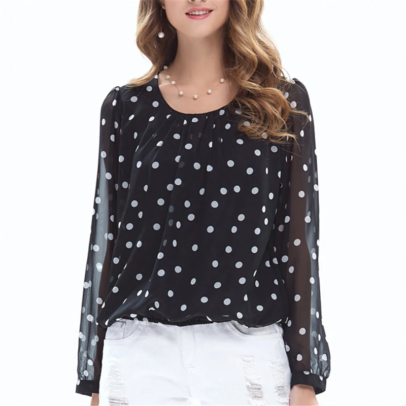fashion Spring femme Casual print Women Shirts Loose Long Sleeve Women dot Blouses Female Top vetement femme 
fashion Spring femme Casual print Women Shirts Loose Long Sleeve Women dot Blouses Female Top vetement femme
