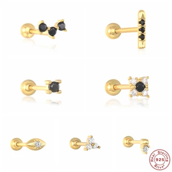 925 Sterling Silver Piercing Stud Earring Bling Black Zircon Puncture Pendientes Cartilage Ear Bone Earlobe Buckle Woman Earring 
925 Sterling Silver Piercing Stud Earring Bling Black Zircon Puncture Pendientes Cartilage Ear Bone Earlobe Buckle Woman Earring