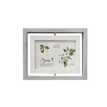 7 インチ回転フレーム両面ガラスフォトフレーム木製クリエイティブテーブル装飾のためのライトブルー(China)