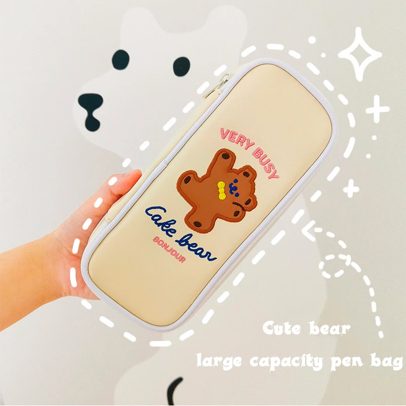 Leather Cartoon Cake Bear Pencil Case Simple Large Capacity Student Pen Bag Multi Function Storage Stationery school supplies
Leather Cartoon Cake Bear Pencil Case Simple Large Capacity Student Pen Bag Multi Function Storage Stationery school supplies