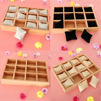 12 Slots Solid Wooden Unpainted Box for Earrings Necklace Display Organizer with Removable Cushion 
12 Slots Solid Wooden Unpainted Box for Earrings Necklace Display Organizer with Removable Cushion