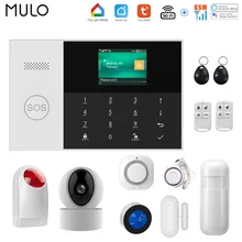 MULO Alarm System supports WiFi and GSM RFID for Tuya APP Remote Control Arm and Disarm Burglar Smart Home PIR Door Detector
MULO Alarm System supports WiFi and GSM RFID for Tuya APP Remote Control Arm and Disarm Burglar Smart Home PIR Door Detector