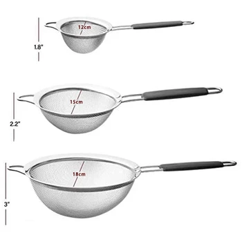 Stainless Steel Fine Mesh Strainers. Set of 3 Graduated Sizes Strainer Wire Sieve with Insulated Handle for Kitchen
Stainless Steel Fine Mesh Strainers. Set of 3 Graduated Sizes Strainer Wire Sieve with Insulated Handle for Kitchen