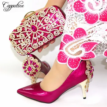 Pretty Fuchsia Spring/Autumn Thin High Heel Shoes And Evening bag Set With Crystal Stones CR890, Heel Height 8CM
Pretty Fuchsia Spring/Autumn Thin High Heel Shoes And Evening bag Set With Crystal Stones CR890, Heel Height 8CM