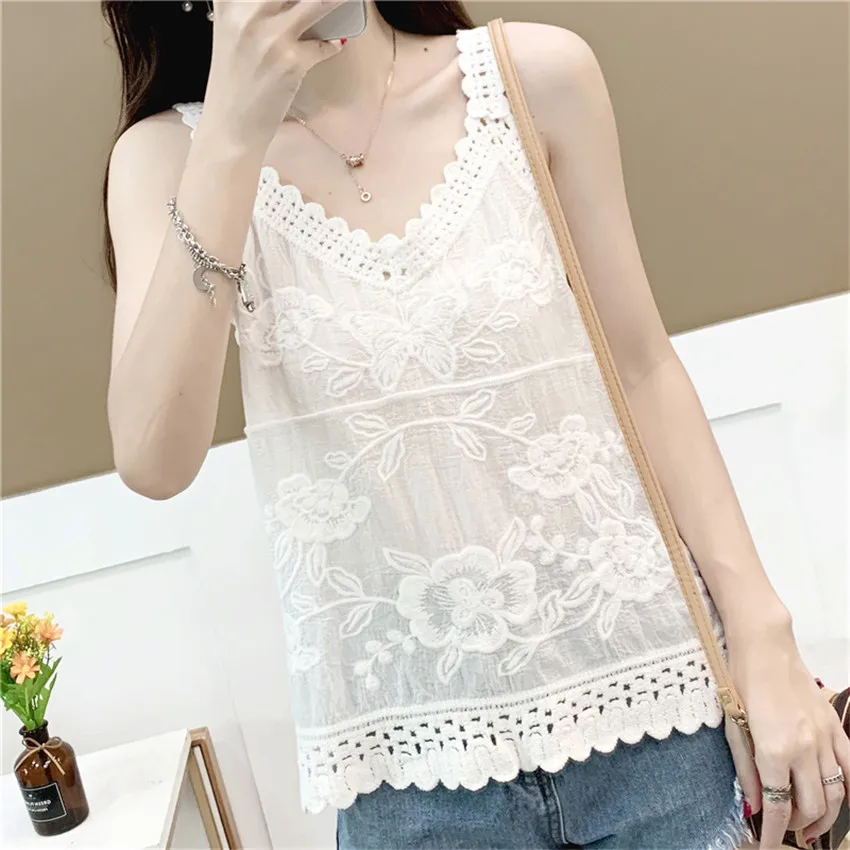 Summer Cotton Camis Tank Tops For Women Floral Embroidery Sexy Spaghetti Strap Tops Boho Beach Holiday Wear Tee Shirt Femme 
Summer Cotton Camis Tank Tops For Women Floral Embroidery Sexy Spaghetti Strap Tops Boho Beach Holiday Wear Tee Shirt Femme