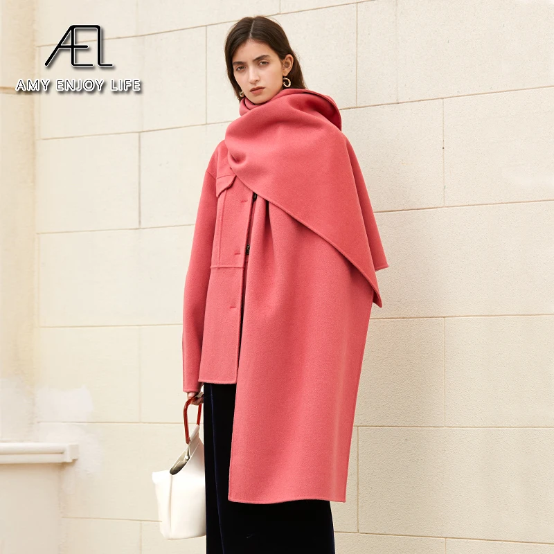 AEL 100% Wool Woolen Coat With Belt Spring Autumn Jacket For Women Solid With Scarf Warm Fashion Streetwear
AEL 100% Wool Woolen Coat With Belt Spring Autumn Jacket For Women Solid With Scarf Warm Fashion Streetwear