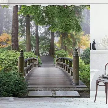 Apartment Decor Collection, Foggy Morning Wooden Bridge at Japanese Garden with Various Types of Trees in Autumn, Polyester
Apartment Decor Collection, Foggy Morning Wooden Bridge at Japanese Garden with Various Types of Trees in Autumn, Polyester