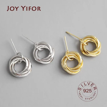 Gold Color Authentic 925 Sterling Silver Stud Earrings INS Simple Multi-layer Line Circles Student Jewelry Lucky Gift 
Gold Color Authentic 925 Sterling Silver Stud Earrings INS Simple Multi-layer Line Circles Student Jewelry Lucky Gift