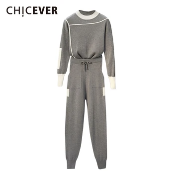 CHICEVER Striped Two Piece Set For Women O Neck Long Sleeve Hit Color Pullover Lace Up Loose Pants Casual Sets Female 2020 New
CHICEVER Striped Two Piece Set For Women O Neck Long Sleeve Hit Color Pullover Lace Up Loose Pants Casual Sets Female 2020 New
