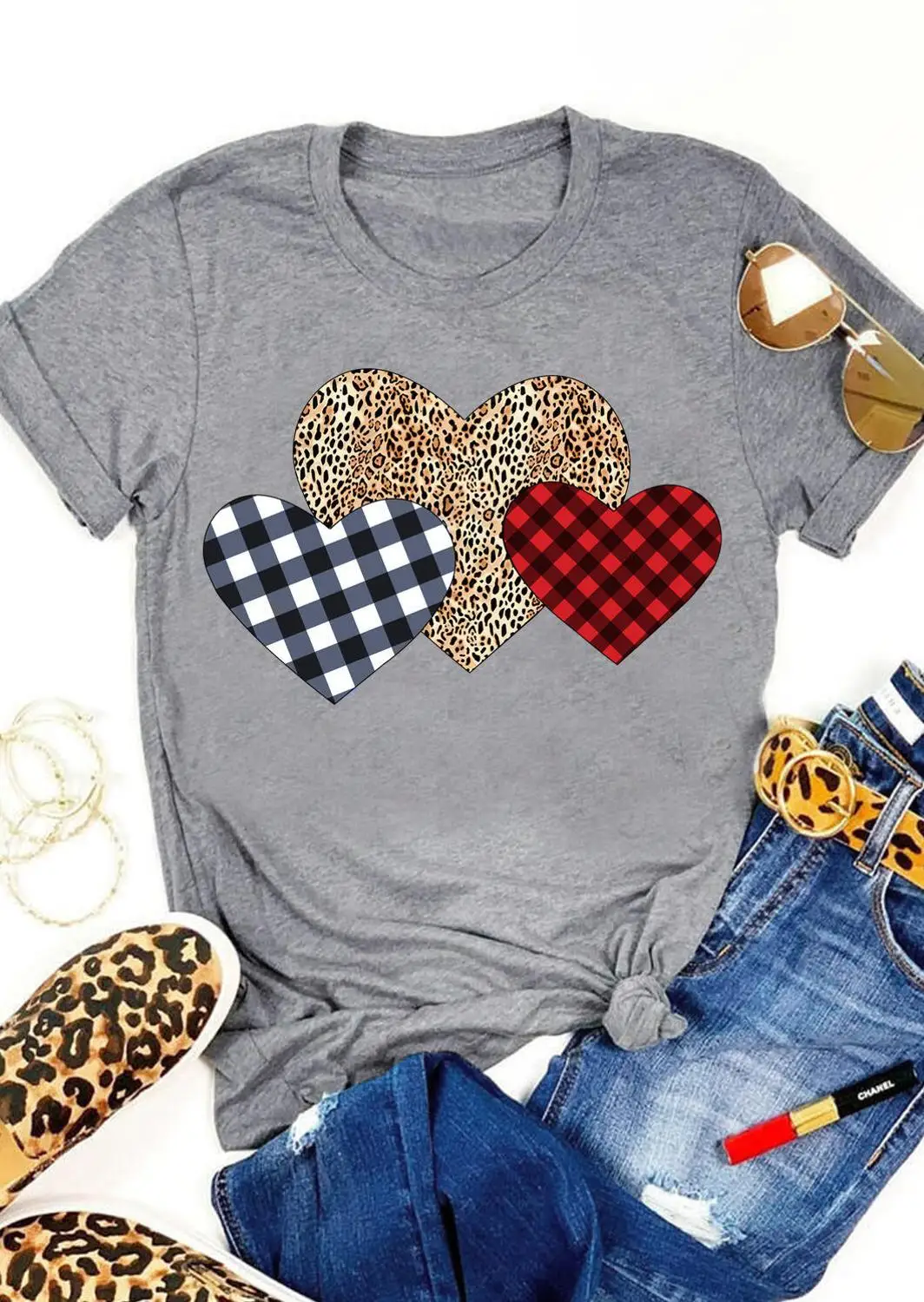 Plaid Leopard Heart T-Shirt Casual Short Sleeve Valentine's Day Gift Graphic Grunge Tee 100% Cotton Valentine Heart Tops Outfits
Plaid Leopard Heart T-Shirt Casual Short Sleeve Valentine's Day Gift Graphic Grunge Tee 100% Cotton Valentine Heart Tops Outfits