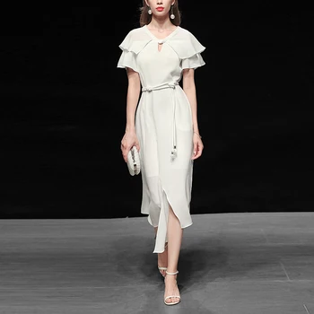 Seifrmann Runway Solid Chiffon Summer Dress Women Bohemian Fashion Slash neck shawl Belted Asymmetrical Split Female Midi Dress
Seifrmann Runway Solid Chiffon Summer Dress Women Bohemian Fashion Slash neck shawl Belted Asymmetrical Split Female Midi Dress