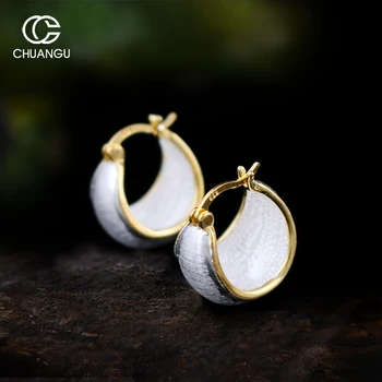 S925 Pure Tremella Jewelry Silver Brushed Gold Earrings with Ethnic Style Small Wide Earrings 
S925 Pure Tremella Jewelry Silver Brushed Gold Earrings with Ethnic Style Small Wide Earrings