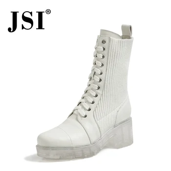 JSI Mid-calf Boots Women Genuine Leather Winter White Round Toe Shoes Ladies Patchwork Square Heel Cross-tied Woman Boots J0589
JSI Mid-calf Boots Women Genuine Leather Winter White Round Toe Shoes Ladies Patchwork Square Heel Cross-tied Woman Boots J0589