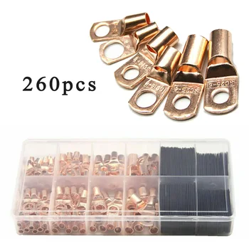 260* Wire Ring Terminals Copper Cable Lug Connector With Heat Shrink Tubing Set