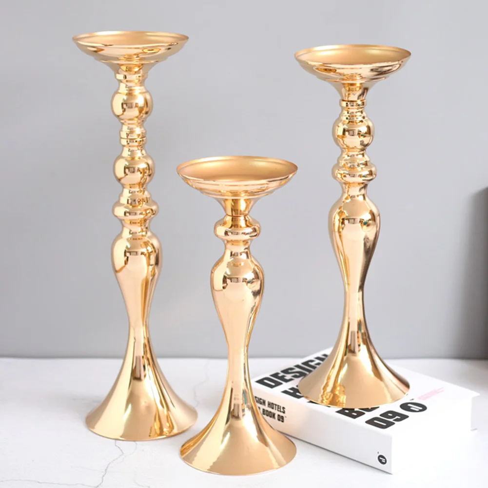 Generic Metal Candle Holder Stand Gold Candle Holders Flowers Vase