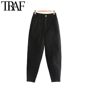 TRAF Women Vintage Stylish Black High Waist Harem Pants Fashion Zipper Fly Pockets Female Ankle Trousers Casual Pantalones Mujer
TRAF Women Vintage Stylish Black High Waist Harem Pants Fashion Zipper Fly Pockets Female Ankle Trousers Casual Pantalones Mujer