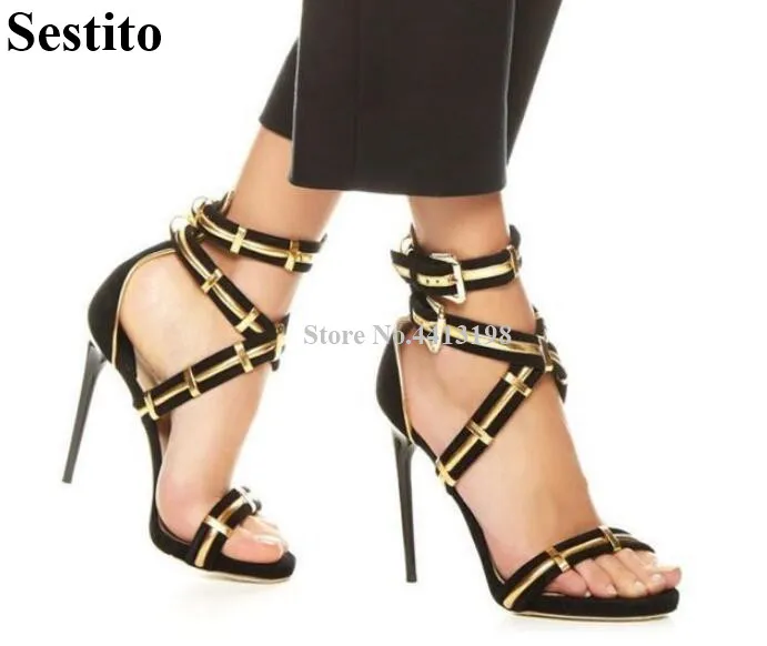 Sestito Women Sandals Cross-tied Buckle Ankle Strap Stiletto Heels Peep Toe Sandals Summer Sexy Mixed Colors Dress Women Shoes 
Sestito Women Sandals Cross-tied Buckle Ankle Strap Stiletto Heels Peep Toe Sandals Summer Sexy Mixed Colors Dress Women Shoes