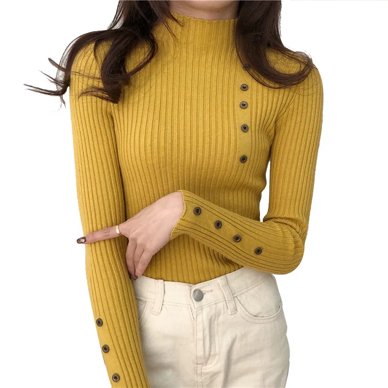 2019 Autumn Winter Turtleneck Sweater For Women Button Long Sleeve Solid Knitted Pullover Female Basic Sweaters Top Pull Femme
2019 Autumn Winter Turtleneck Sweater For Women Button Long Sleeve Solid Knitted Pullover Female Basic Sweaters Top Pull Femme